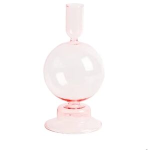 Elegant Pink Glass Candle Holder